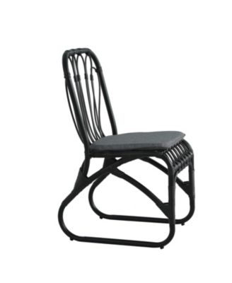 Set of 2 Outdoor PE Wicker Dining Chairs Washable Cushions Rust Resistant Iron Frame for Backyard Poolside Garden Patio