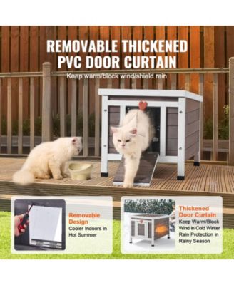 Weatherproof Outdoor Cat House Shelter with PVC Door Flaps and Open Roof