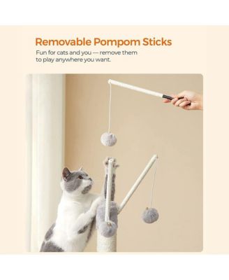 46.5-Inch Cat Tree with Cat Cave, 2-in-1 Scratching Ramp, Removable Toy Sticks, Anti-Tip Kit