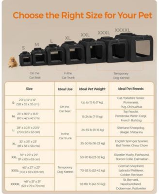 48" Foldable Soft Dog Crate, Portable Carrier with Steel Frame, Mesh Windows, Storage Pockets, 92–110 lb