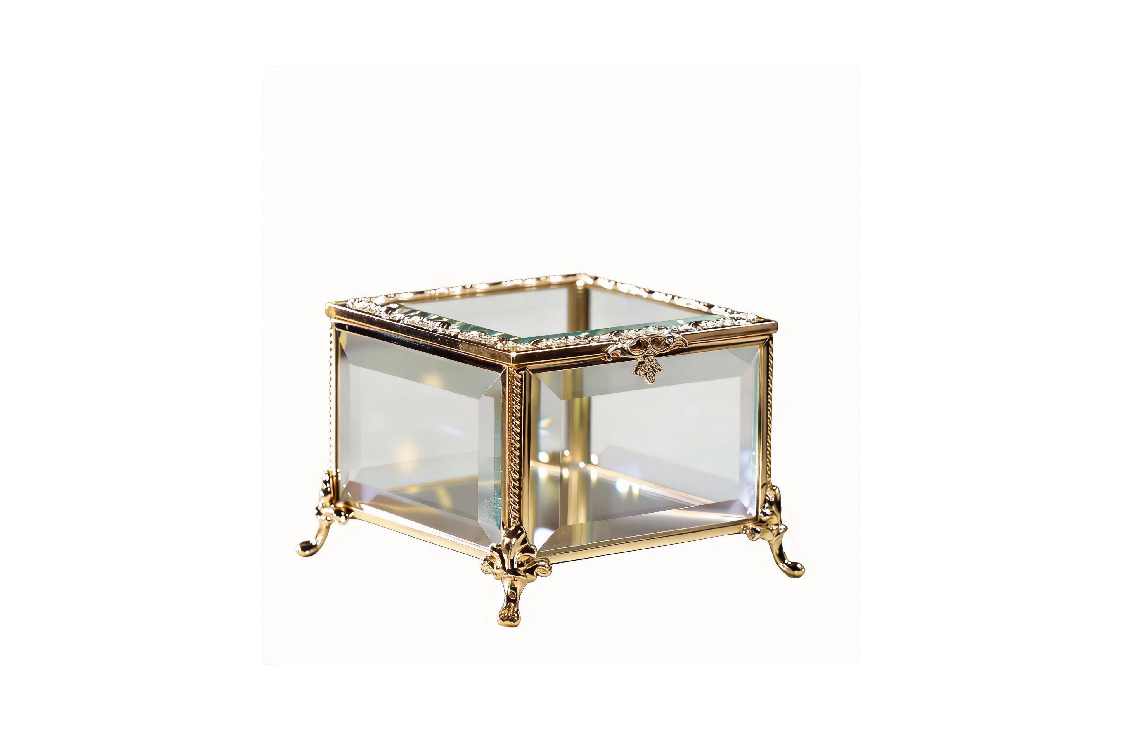 Yigii Vintage Glass Jewelry Box with Hinged Lid for Rings and Ornaments