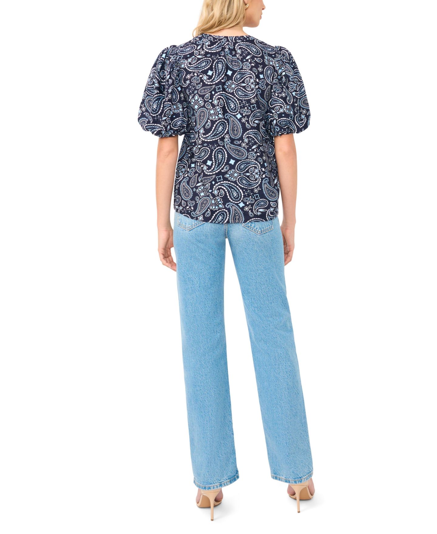 Женская блузка Vince Camuto Short Puff-Sleeve, цвет: Тёмно-синий — фото 5