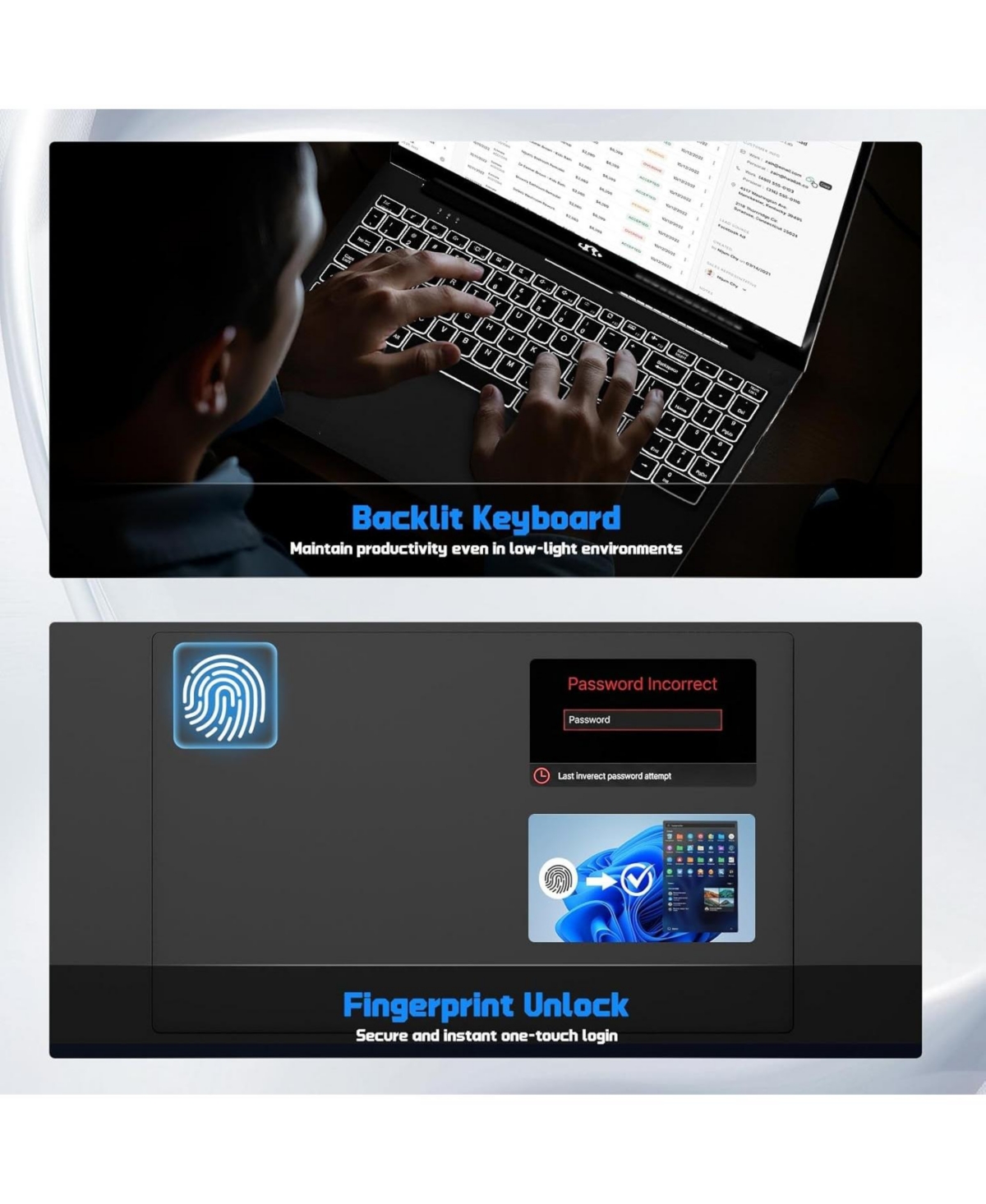 Nimo 15.6" Fhd Ips Student Laptop 8GB Ram 512GB Ssd, 4 Cores 13th Gen Intel N150 3.6GHz Fingerprint Wi-Fi 6