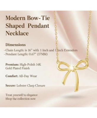 Modern Bow-Tie Shaped Pendant Necklace in 14K Gold Plated