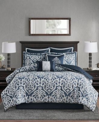 Madison Park Essentials Luxury 24PCs Comforter Set with Window Curtains,Room in a Bag,Queen,3-Grey