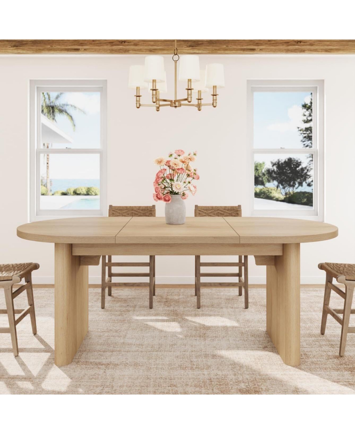 Gaomon Kitchen Table 70 Oval Dining Table for 6 to 8 People Long Large Kitchen Table for Dining Room, Home Office, Living Room