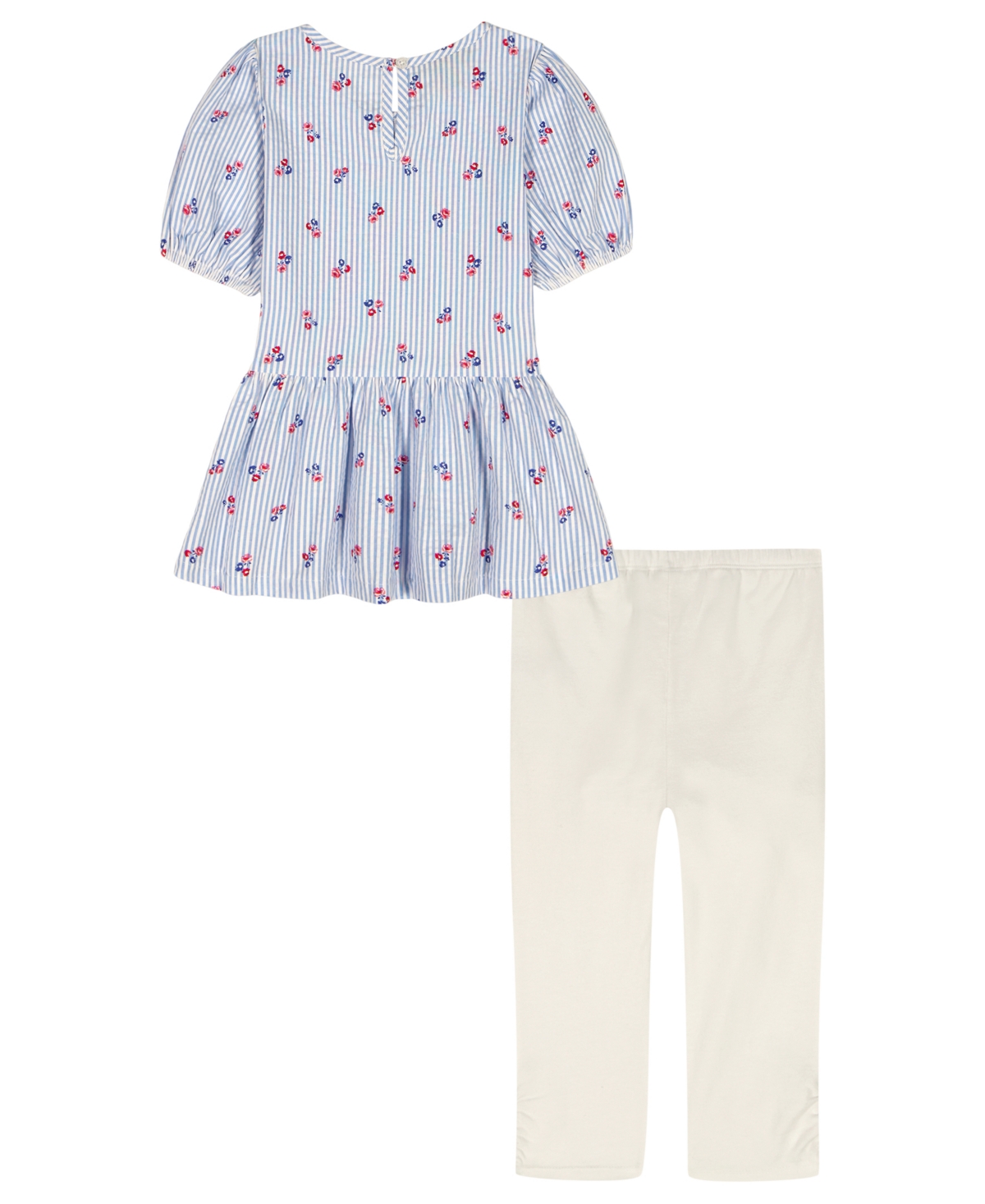 Tommy Hilfiger Baby Girls' Round Neck Top & Cropped Length Pants, 2-Piece Set
