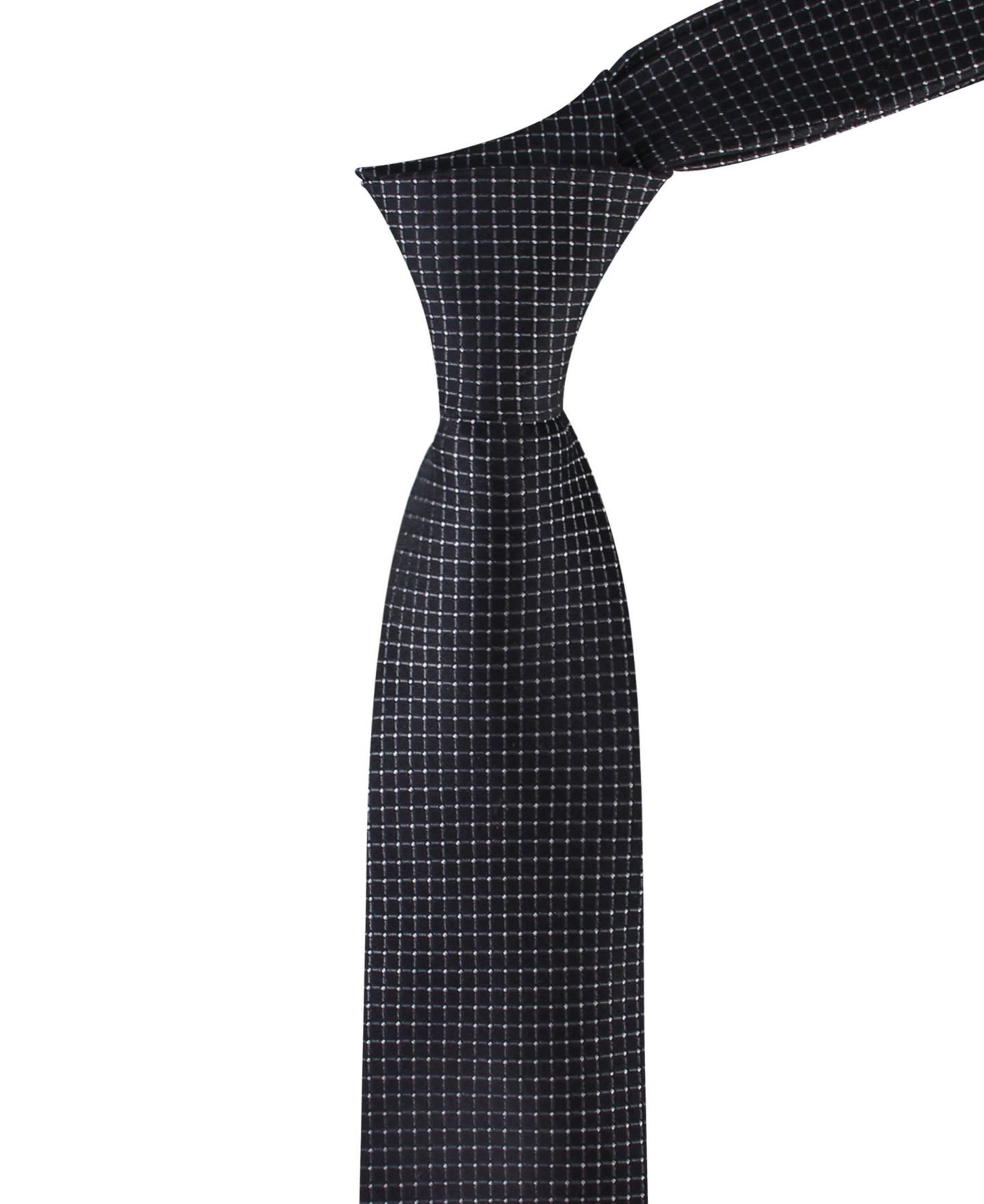 Мужской галстук Calvin Klein Grid Pattern Silk Tie, цвет: Чёрный — фото 3