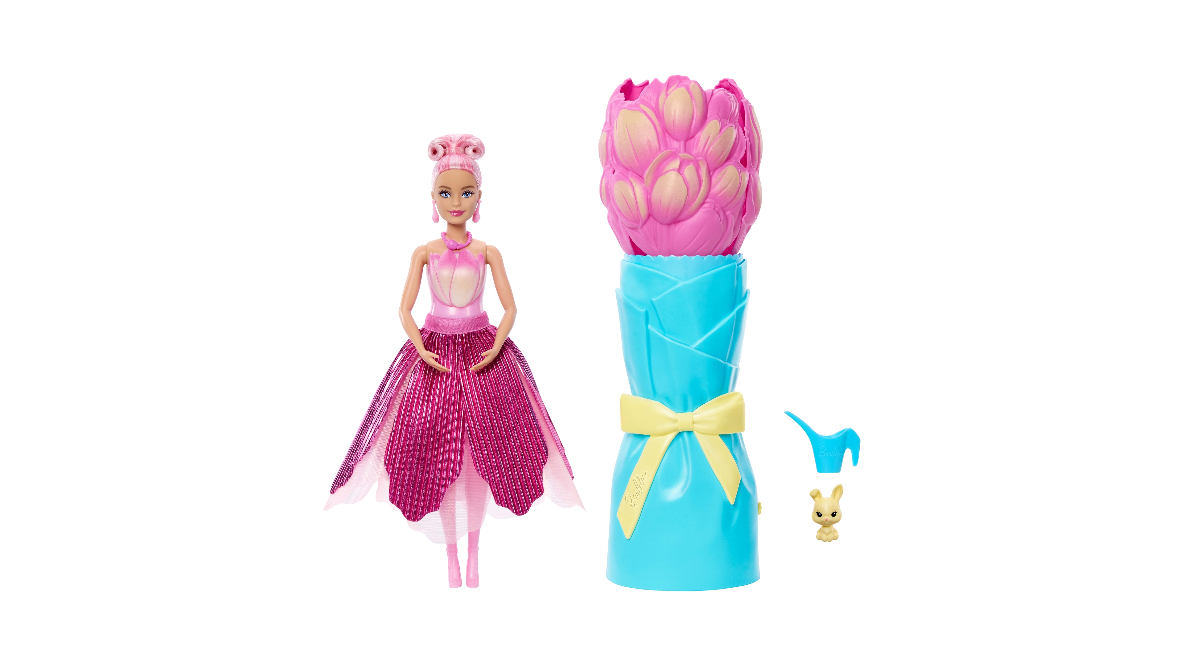 Barbie Petal Pop Scented Fashion Doll with Tulip Dress and Reveal Accessories