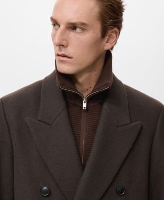 Men's Relaxed-Fit Double-Breasted Wool Coat