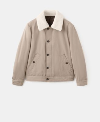 Men's Shearling-Effect Collar Quilted Jacket