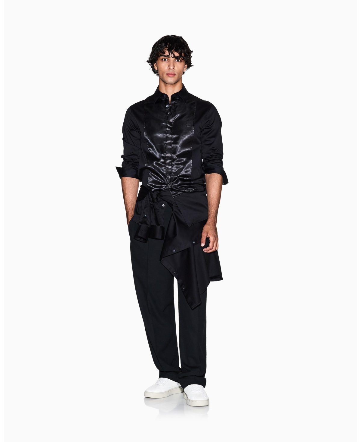 A|X Armani Exchange Men's Night Lab Satin Box Woven Shirt