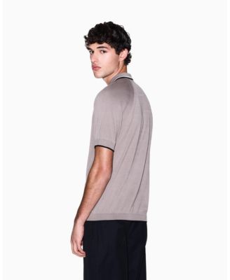 Men's Short Sleeve Zip Polo with Tipping Sweater