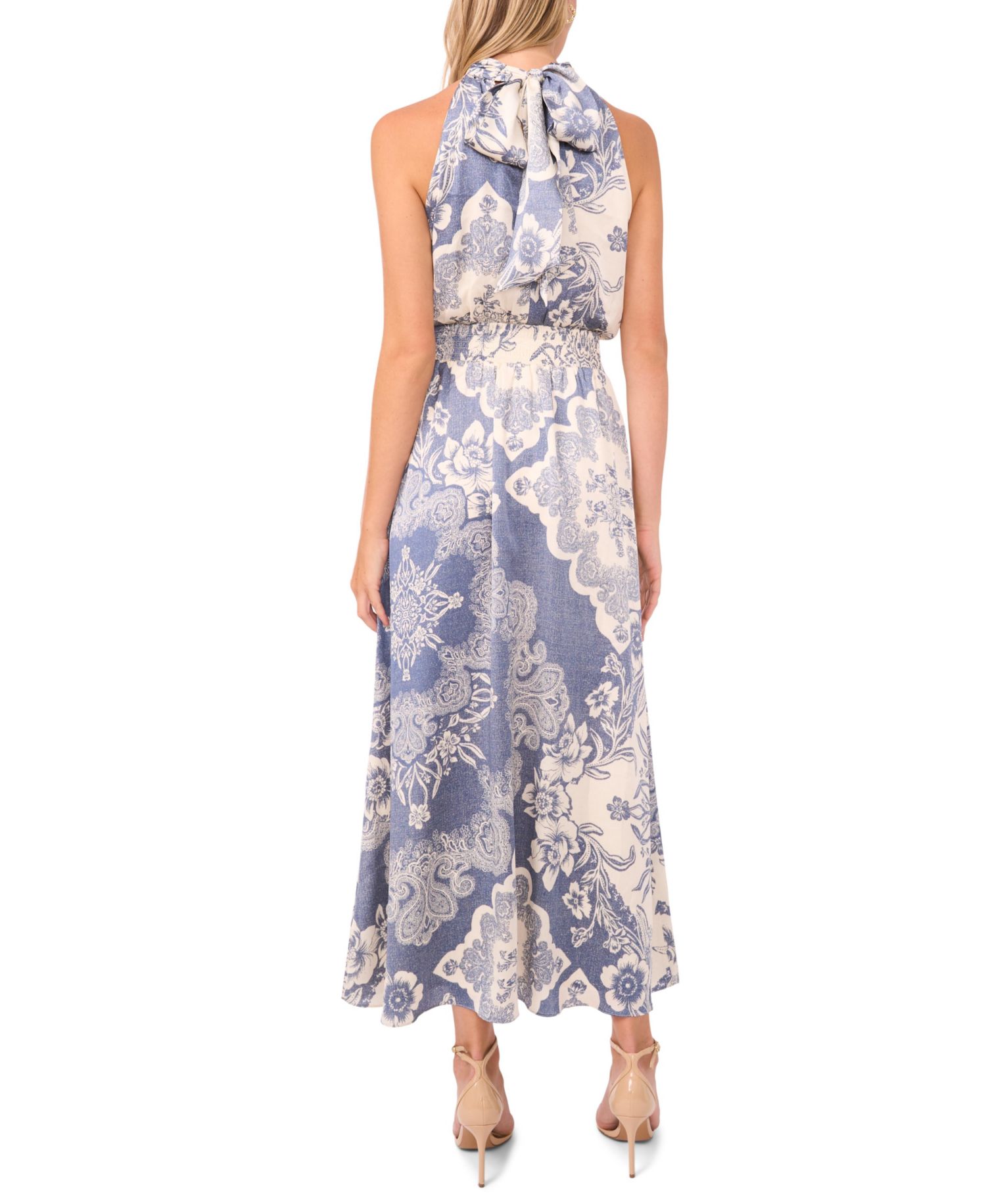 Women's Printed Halter Neck Maxi Dress