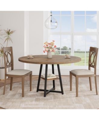 Kitchen Table Industrial Round Dining Table 47 Inch Kitchen Table Set for 4 to 6 Dinner Table