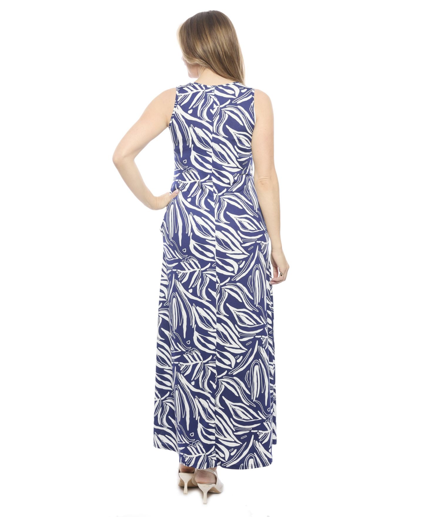 Женское платье 24seven Comfort Apparel Abstract Sleeveless Scoop Neck A-Line Pocket Maxi, цвет: С принтом — фото 3
