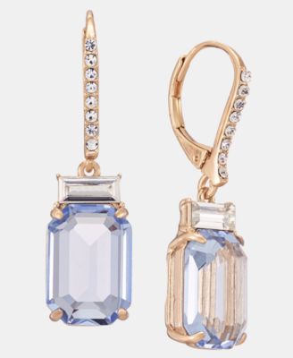 Gold-Tone Boxed Blue Stone Drop Earrings