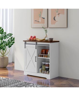 Farmhouse Bar with Storage Sliding Barn Door,