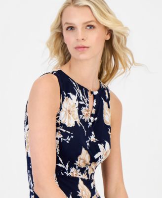 Petite Floral Keyhole-Neck Maxi Dress