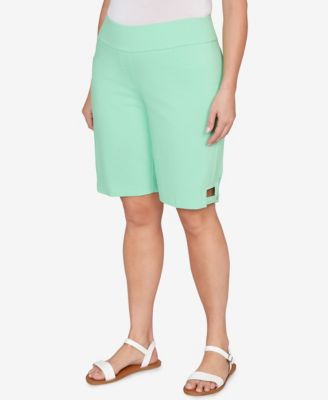 Plus Size Solid Tech Stretch Bermuda Shorts