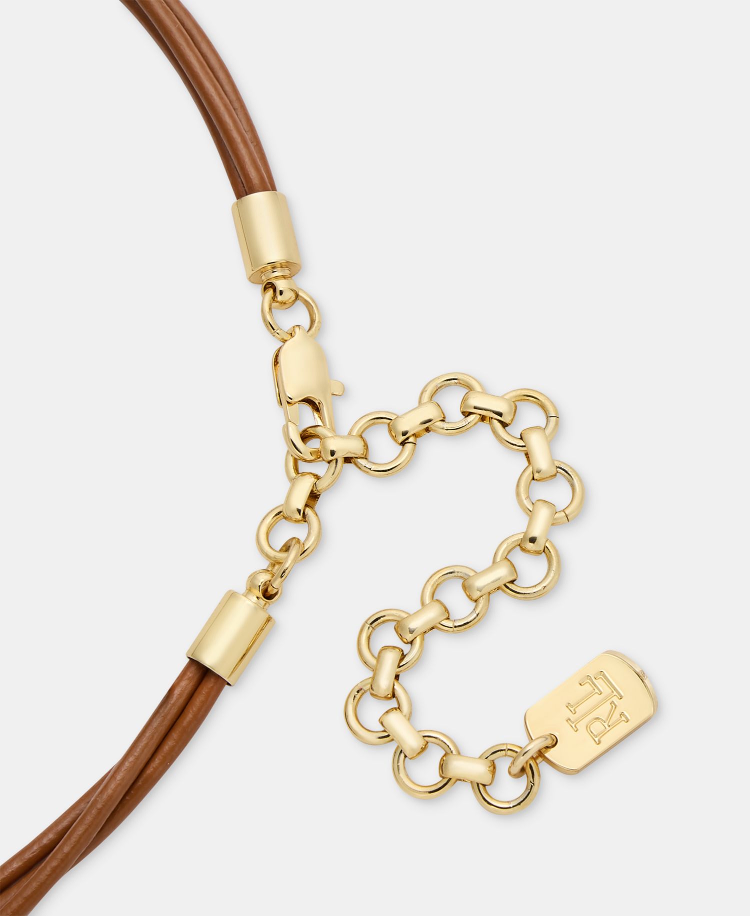 Gold-Tone Leather Pendant Necklace