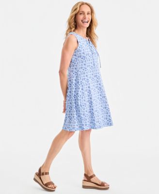 Women's Printed Lace-Up Sleeveless Dress
