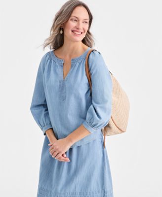 Women's Cotton Chambary Split-Neck Top