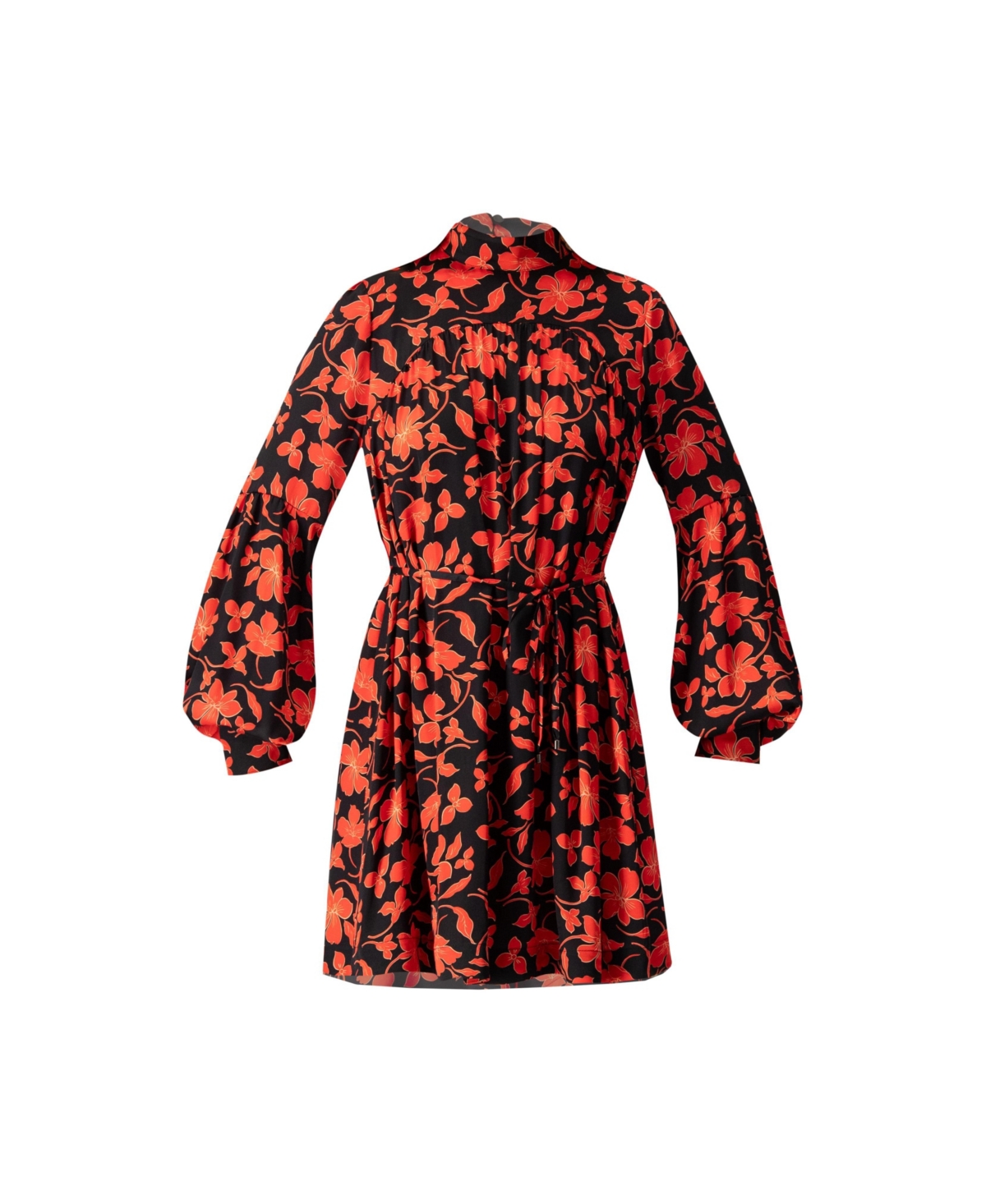 Ivonne Women's Mini Dress with Red Floral Print and Drawstring Waist