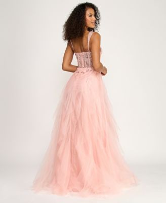 Juniors' Wide Straps Sweetheart Neck Ball Gown