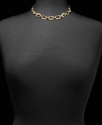 Logo Pave Link Collar Necklace