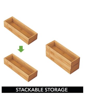 Wooden Bamboo Office Drawer Organizer Box Tray - 4 Pack
