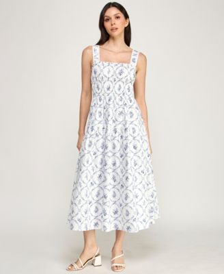 Juniors' Strap Bow Back Midi Dress