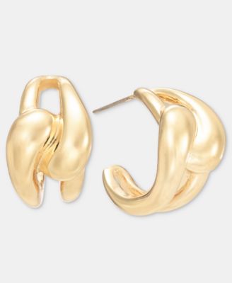 Small Twisted C-Hoop Earrings, 0.52" 