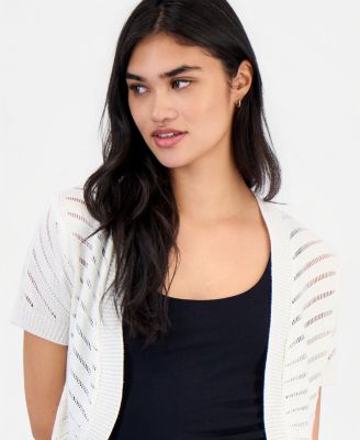 Petite Open-Knit Stripe Bolero Shrug