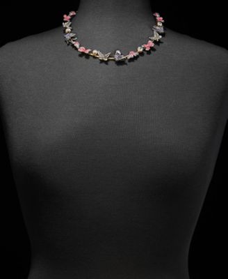 Crystal Butterfly Collar Necklace, 16" + 3" extender