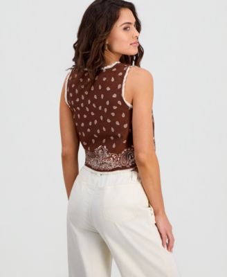 Petite Bandana-Print Vest