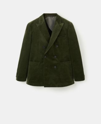 Men's Slim-Fit Double-Breasted Corduroy Jacket