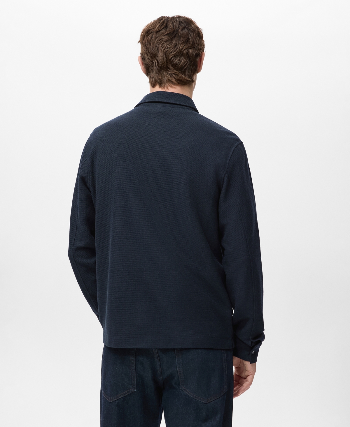 Mango Men's Knitted Structured Polo Sweater