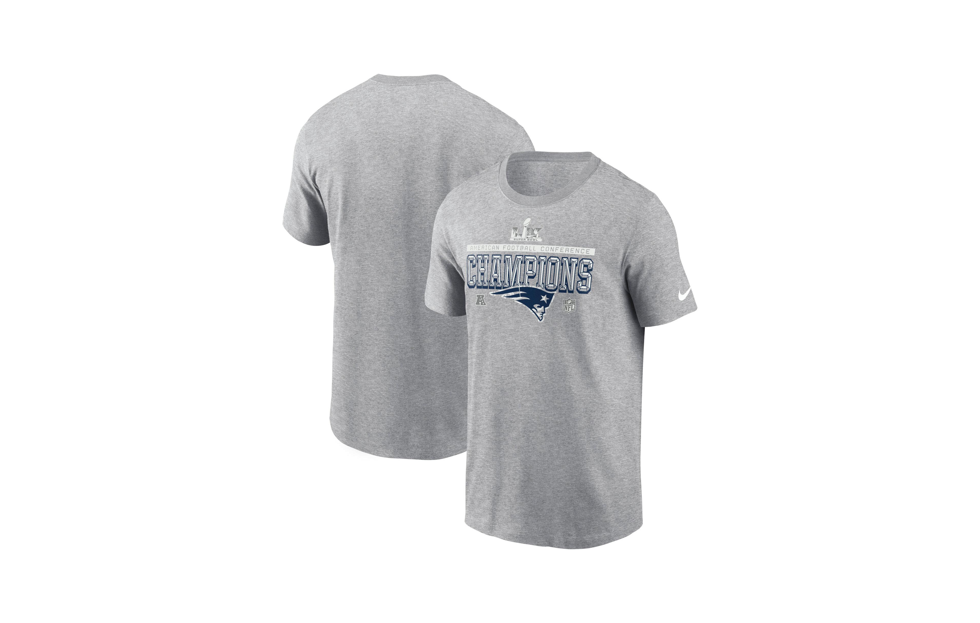Nike Men's Heather Gray New England Patriots2026 Afc Conference Champs Locker Room Trophy Collection T-Shirt
