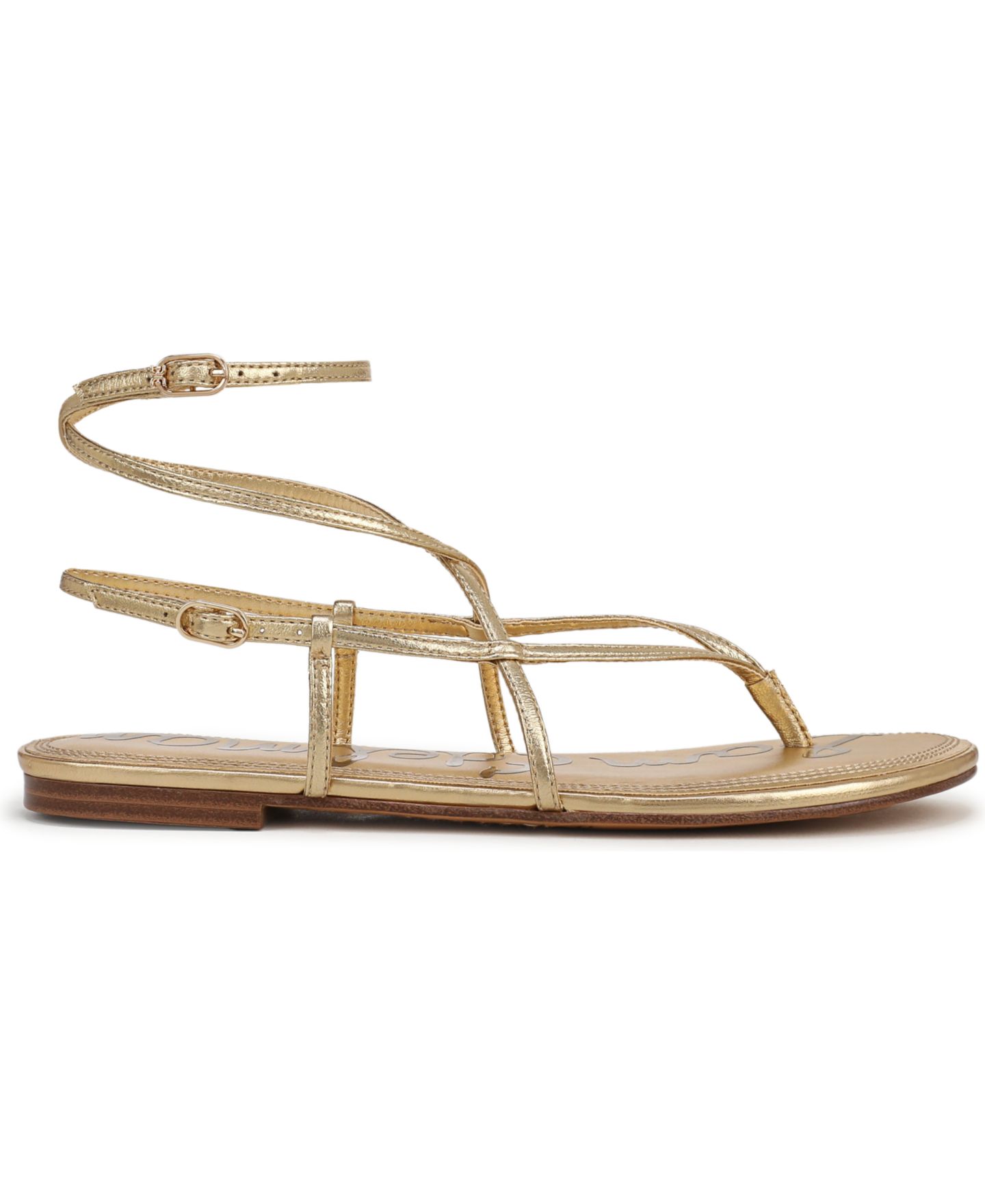 Женские сандалии Sam Edelman Clarra Strappy Flat, цвет: Янтарный золотой кожаный — фото 2