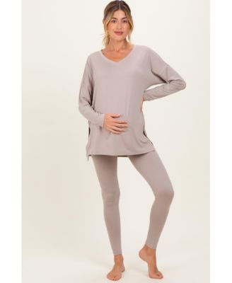 Women's Brushed Knit Maternity Oversized Top and Legging Set