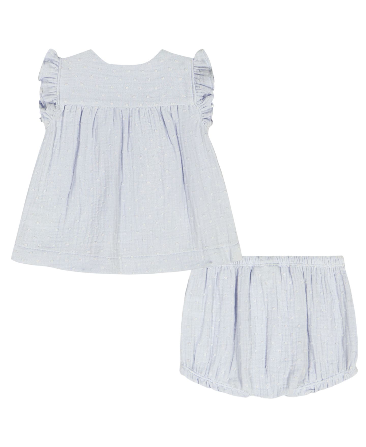 Комплект Calvin Klein Woven Clip-Dot Ruffle Trim Top & Bloomers, 2-Piece Set для девочек-малышей, цвет: Синий — фото 5