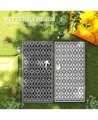 9' x 18' Plastic Lantern-Pattern Outdoor Floor Mat Rug