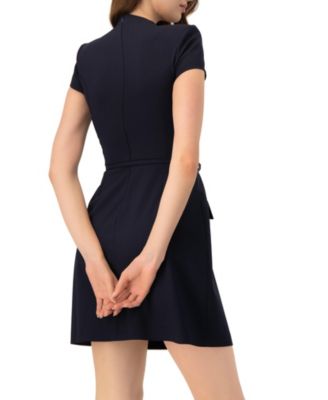 Women's Short Dress with Belt And Faux Pockets