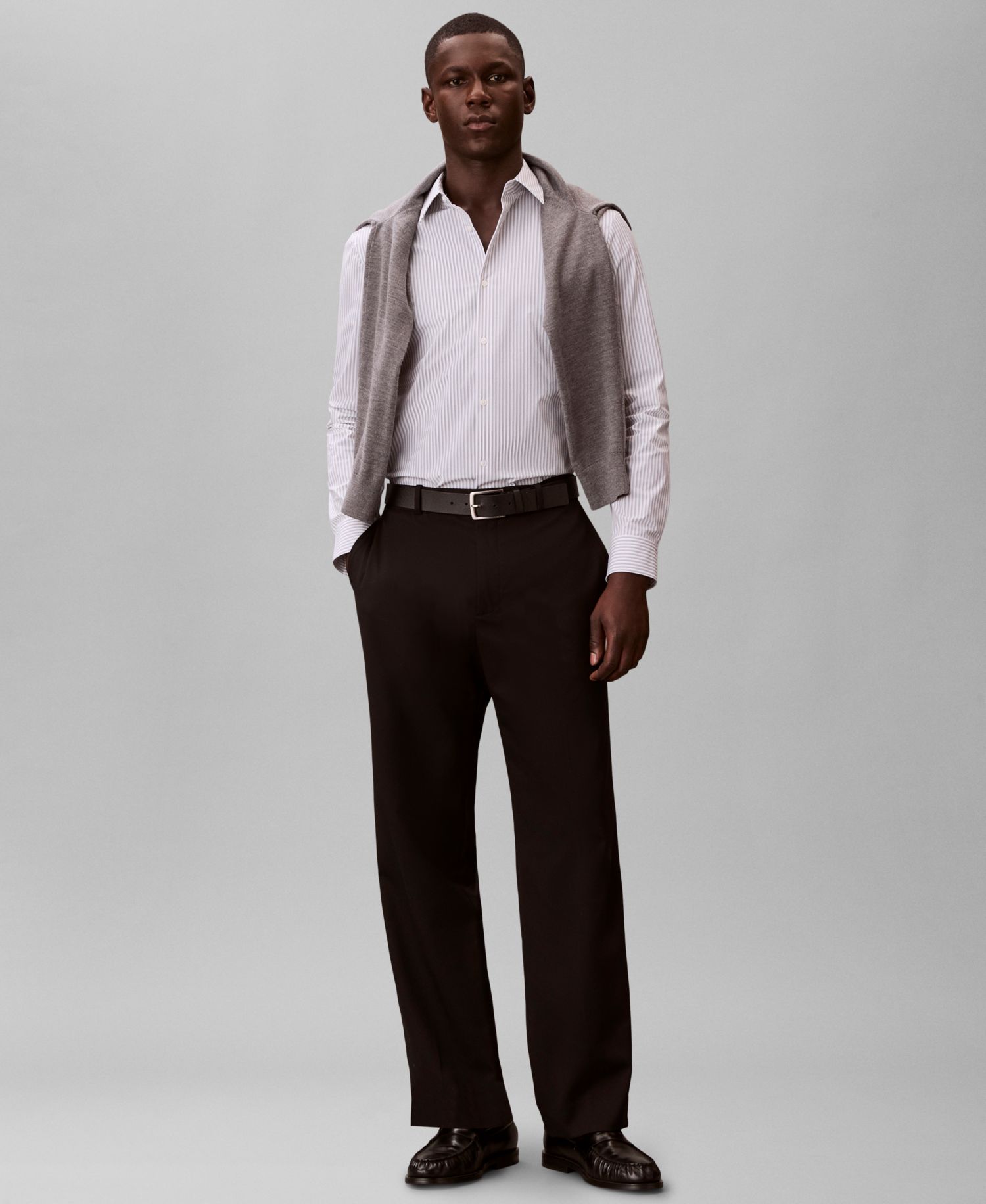 Men's Stripe Tech Slim-Fit Button-Down Shirt