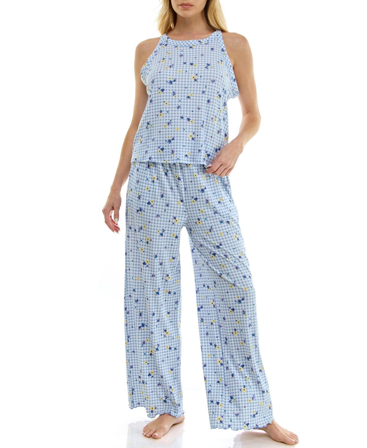 Roudelain Women's High Neck Tank Top & Pants, 2-Piece Set