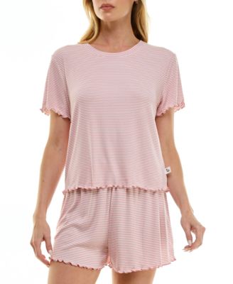 Women's Striped Top & Shorts, 2-Piece Set
