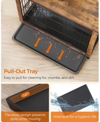 Indoor Dog Crate Furniture with Double Doors, Reversible Side Door, Removable Tray, 38.6" L, Top 154 lb