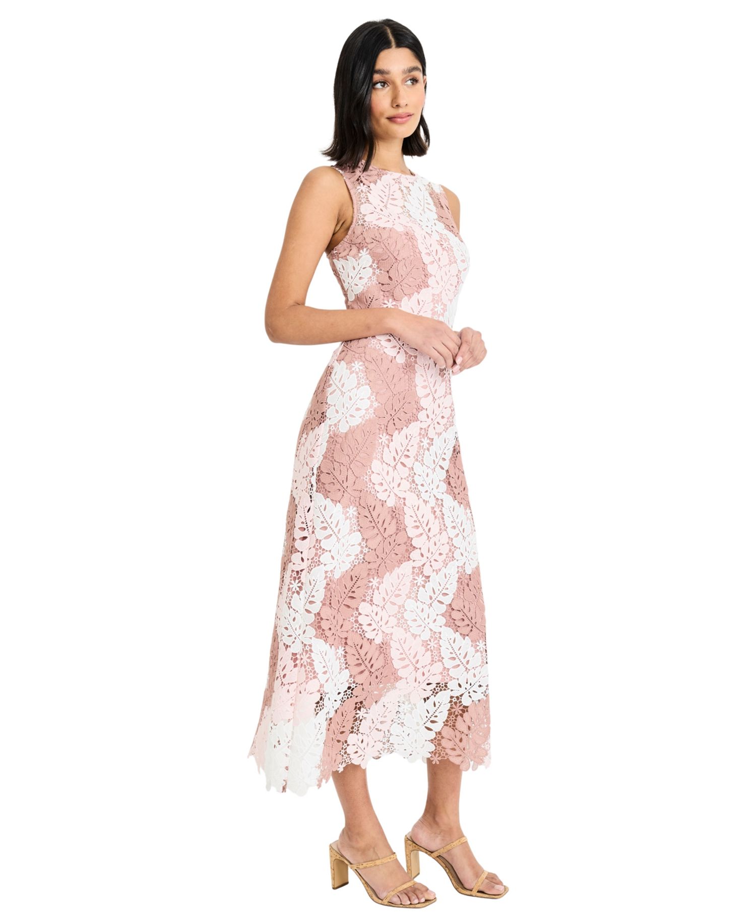 Women's Sleeveless Lace Midi Dress