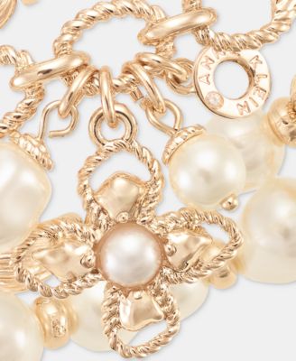 2-Pc. Set Imitation Pearl Flower Charm Beaded Stretch Bracelets 